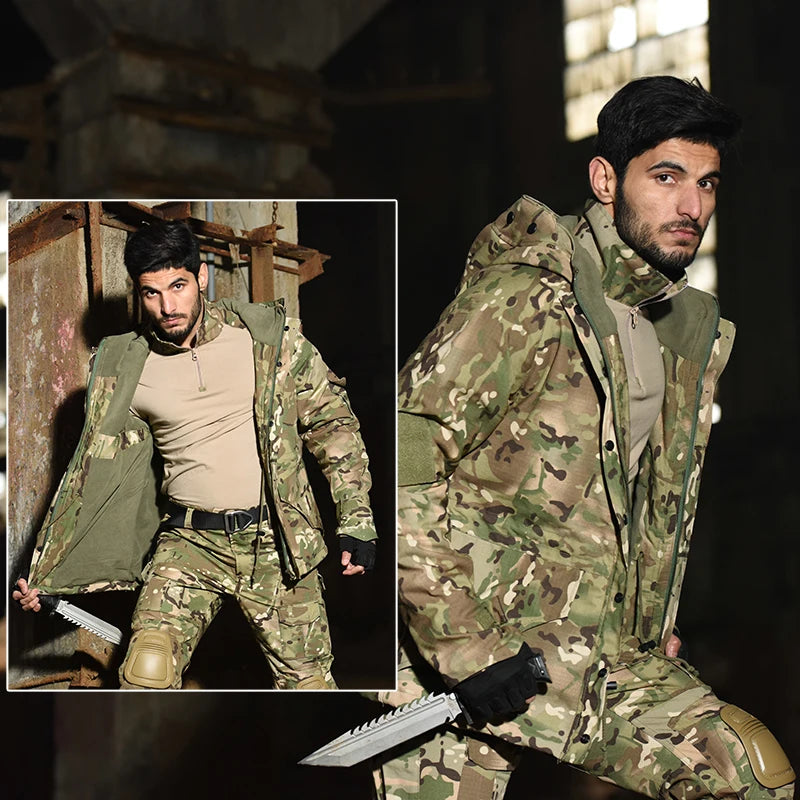 Veste Tactique Homme Hiver – HAN WILD Camouflage | Softshell | Polaire | Coupe-Vent | Randonnée | Chasse | Outdoor - BLACKBEARD OUTDOOR INDUSTRIES