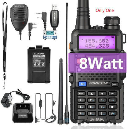BAOFENG UV-5R 8W – Talkie-Walkie Double Bande VHF/UHF, 128 Canaux, Portée 10 km