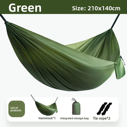 Hamac de Camping Portable 210×140 cm – Nylon Parachute, Charge 250 kg, Outdoor