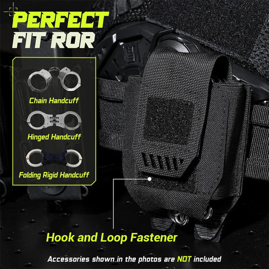 Pochette MOLLE pour Menottes – Holster pour Ceinture de Service, Gilet de Protection, Accessoires pour Forces de l'Ordre – Compatible avec Menottes à Chaîne, Charnières, Pliables et ASP - BLACKBEARD OUTDOOR INDUSTRIES