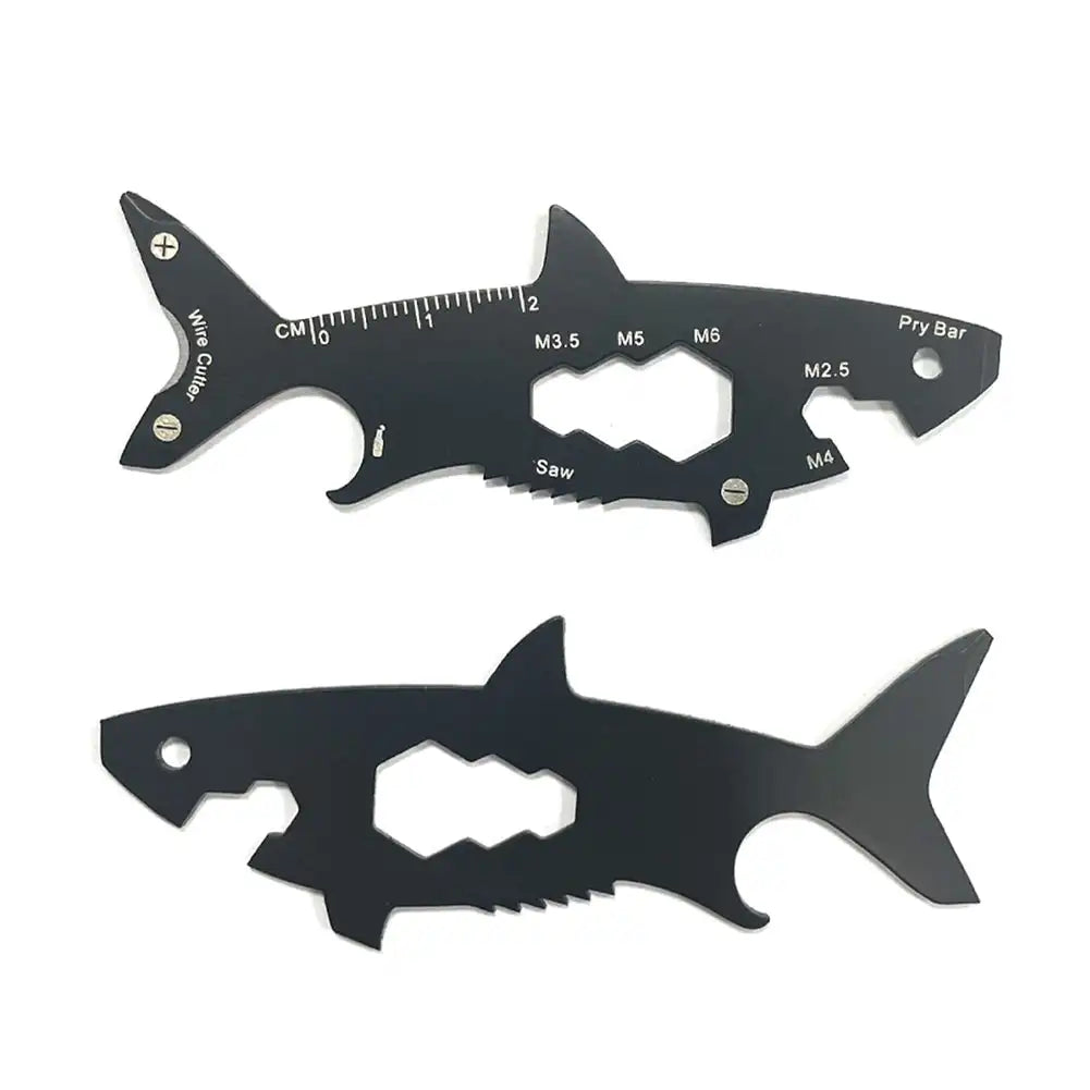 Outil Multifonction 15 en 1 Forme de Requin - Porte-Clés Ouvre-Bouteille et Tournevis