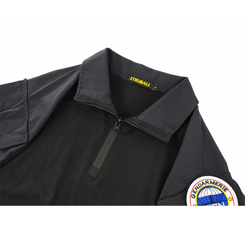 Chemise de Combat Style GIGN – Forces Spéciales Françaises, Bleu Marine, XS à XXXL