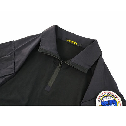 Chemise de Combat Style GIGN – Forces Spéciales Françaises, Bleu Marine, XS à XXXL