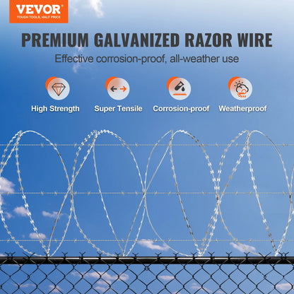 VEVOR Razor Wire – Rouleaux de Fil Barbelé Lames Doubles Spirales Galvanisé pour Clôture et Sécurité Extérieure - BLACKBEARD OUTDOOR INDUSTRIES