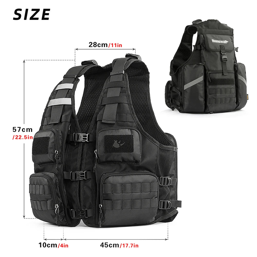 Gilet Sac à Dos Moto Rhinowalk M101 – Polyester, Filet Casque Intégré | Cyclisme, Randonnée, Voyage | Unisexe