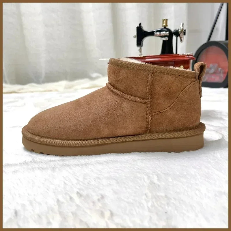 Bottes de Neige Mini Femme en Peau de Mouton Véritable & Laine – Chaudes, Confortables, Plateforme