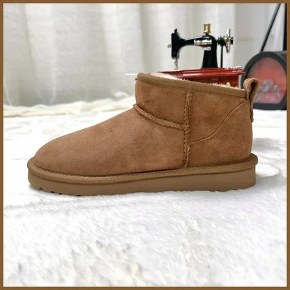 Bottes de Neige Mini Femme en Peau de Mouton Véritable & Laine – Chaudes, Confortables, Plateforme