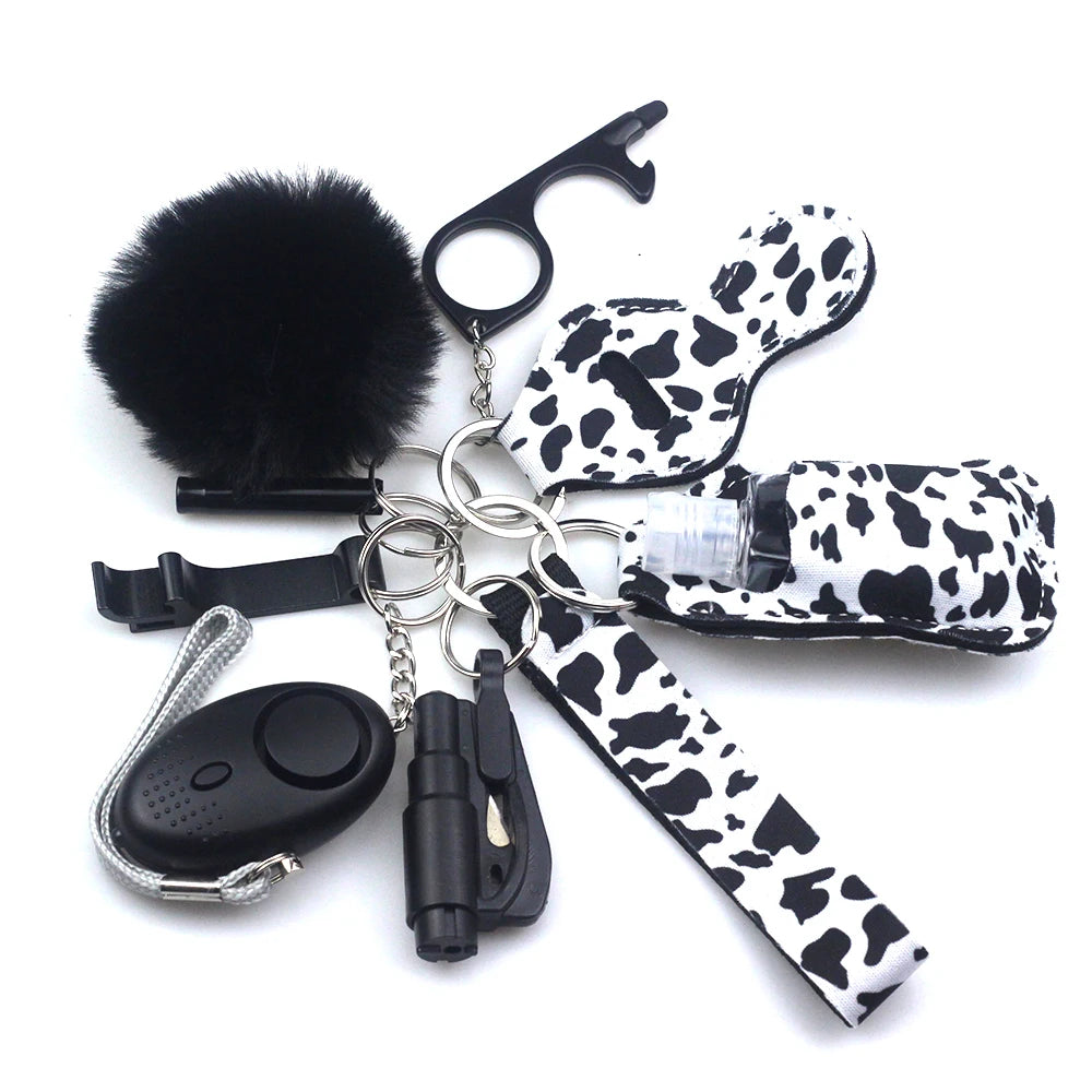 Kit porte-clés de sécurité femme 10 pièces avec dragonne