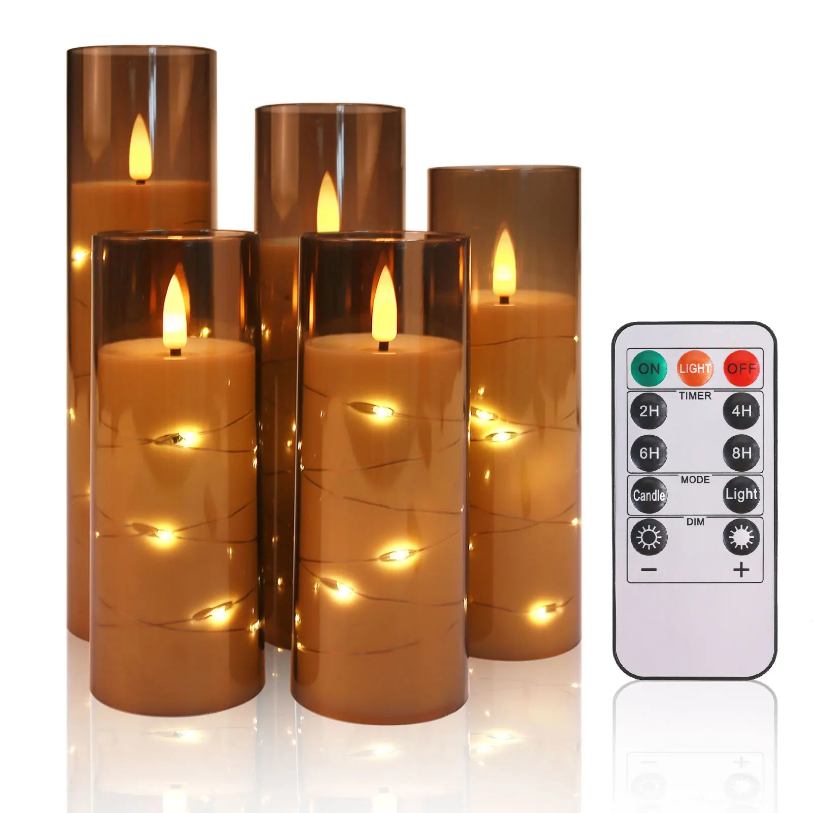 Set de 10/20 Bougies Sans Flamme avec Lumières LED en Fil de Câble et Télécommande - Bougies Pilier à Minuterie pour Décoration Intérieure - BLACKBEARD OUTDOOR INDUSTRIES