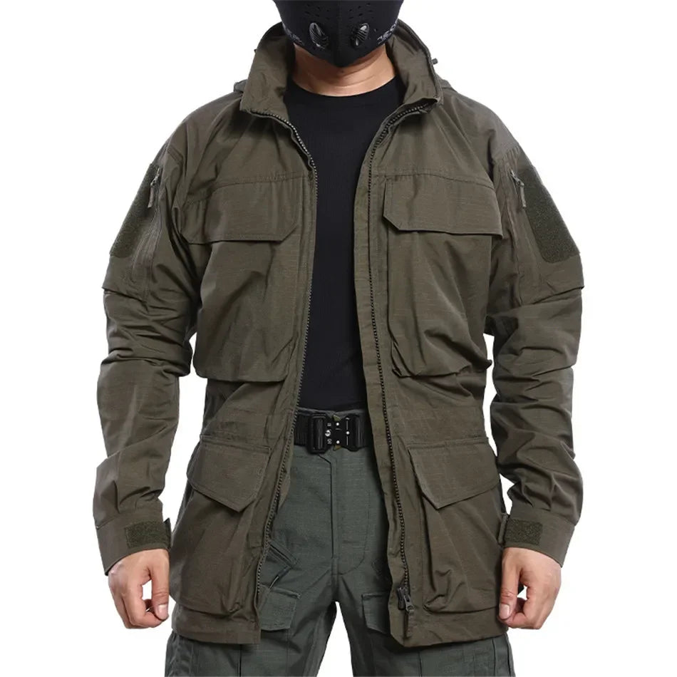 Veste coupe-vent tactique homme M2 – Capuche et poches multiples