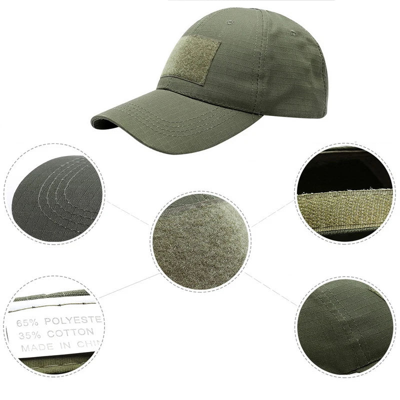 Casquette militaire camouflage tactique avec velcro, réglable