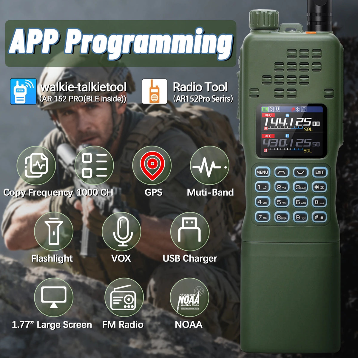 Radio portable Baofeng AR-152 PRO avec GPS et Bluetooth