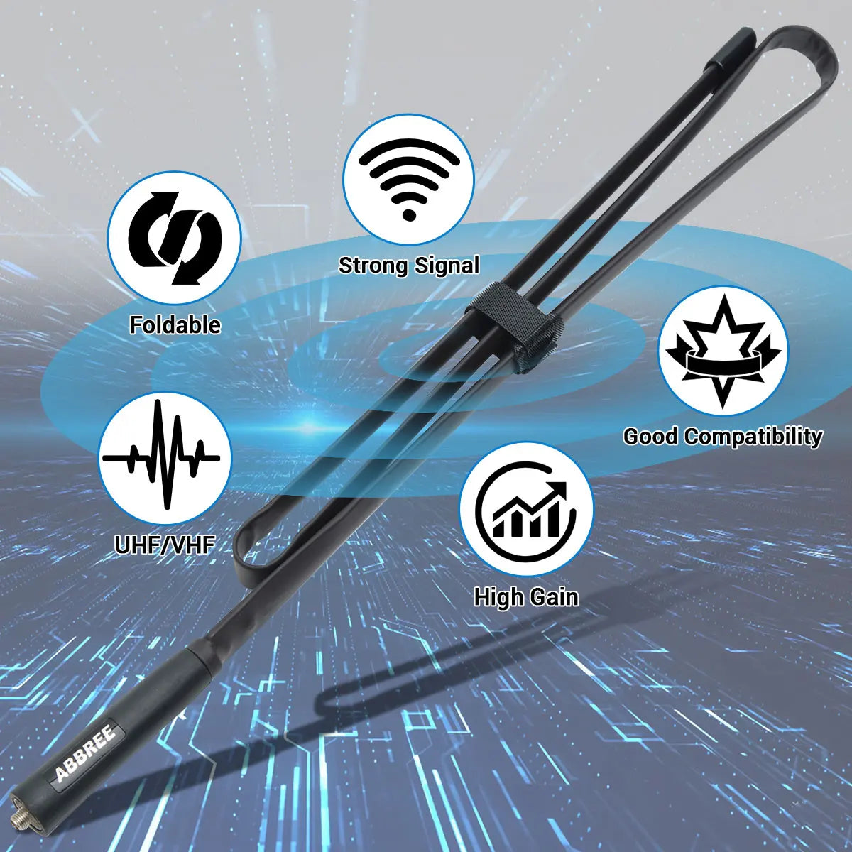 Antenne Tactique Pliable ABBREE AR-152A SMA-Female – VHF/UHF 144/430MHz – Pour Radios Baofeng / UV-5R / UV-82 / UV-13 PRO / Quansheng K5 - BLACKBEARD OUTDOOR INDUSTRIES