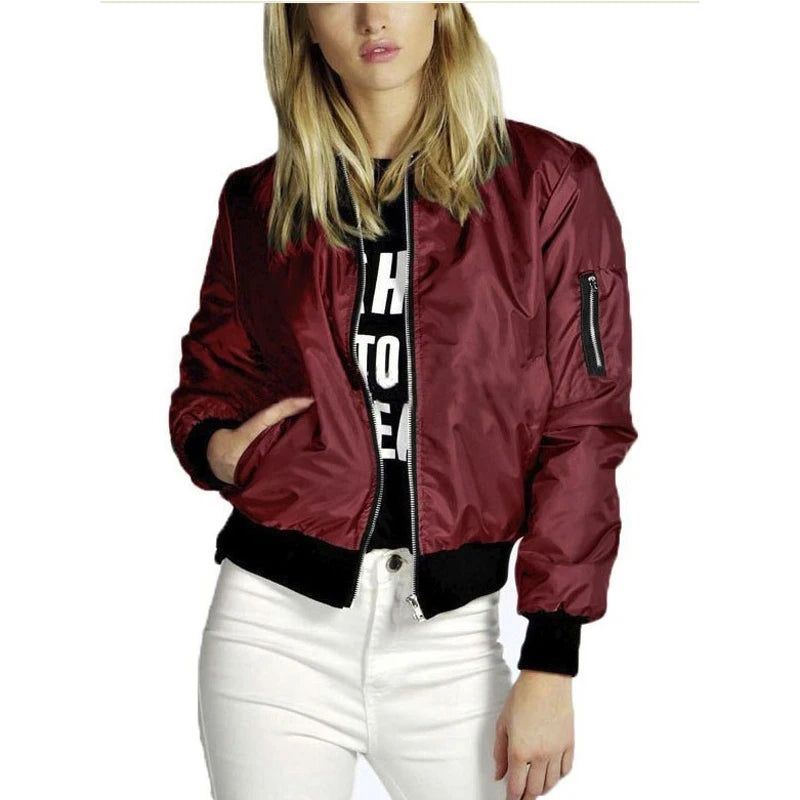 Blouson Bomber Court Femme – Style Vintage Col Rond Fermeture Zip - BLACKBEARD OUTDOOR INDUSTRIES
