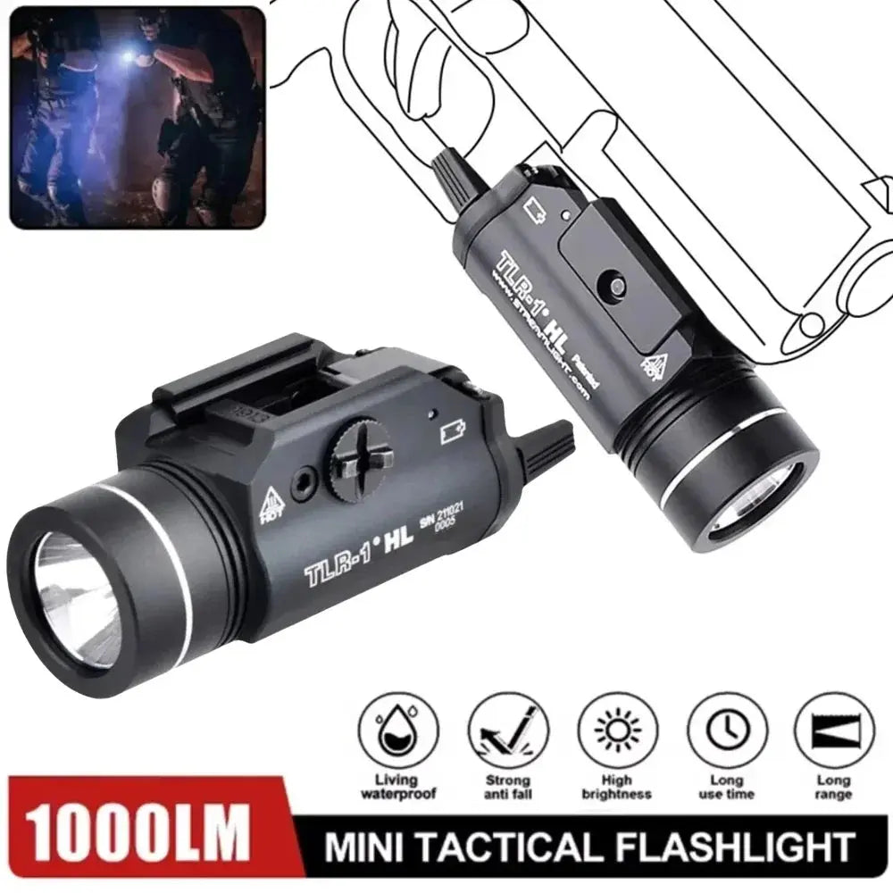 Tactical Pistol Weapon Light TLR1-1 – Lampe de Pistolet Métal 1000 Lumens pour Rail 20mm (Glock 17, Airsoft Rifle) Ma boutique