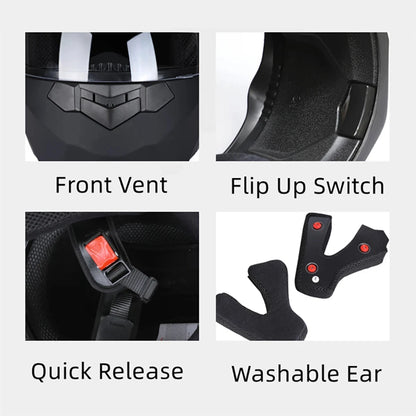 Casque Moto Modulable Flip-Up BLD – Double Visière – ABS Certifié DOT – Unisexe – M à XL