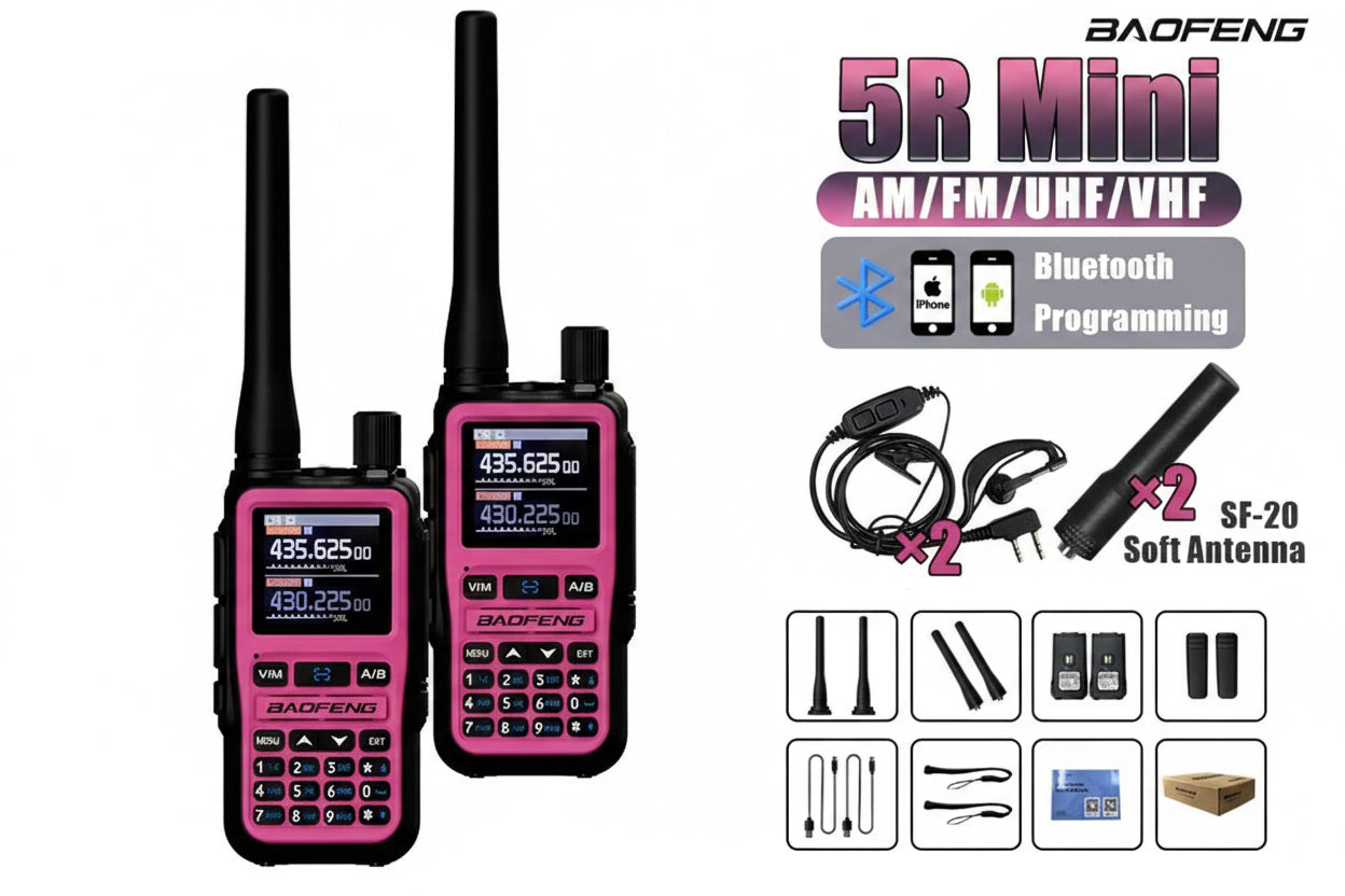Talkie-Walkie Rose Baofeng U5R Mini – Bluetooth, 999 Canaux, USB-C, IP45