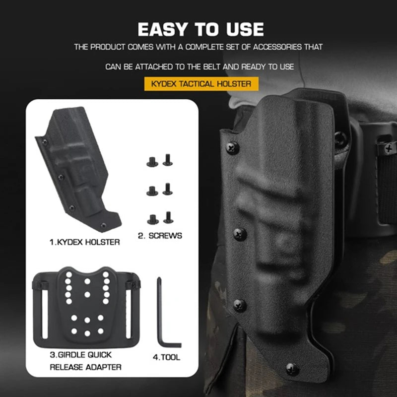 Holster Kydex Tactique OWB – Glock 17/19/20/21/45, CZ P-10C, HK VP9, Springfield XD, Walther PPQ + X300 | 5 Coloris - BLACKBEARD OUTDOOR INDUSTRIES