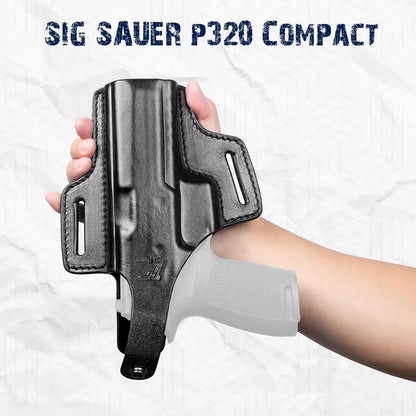 Holster Cuir Pleine Fleur OWB Sig Sauer P320 M18 Compact – Thumb Break | Main Droite | Ceinture 38-44mm - BLACKBEARD OUTDOOR INDUSTRIES