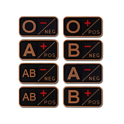 Patch Groupe Sanguin 3D PVC – A B AB O Rh + / - – Écusson Tactique Militaire Hook & Loop 5×2,5 cm - BLACKBEARD OUTDOOR INDUSTRIES