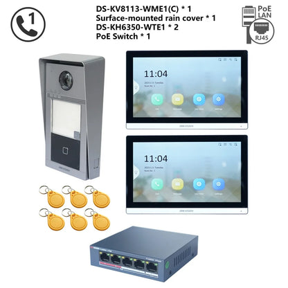 Kit Interphone Vidéo IP HIKVISION DS-KV8113-WME1(C) + DS-KH6350-WTE1 + Switch PoE - BLACKBEARD OUTDOOR INDUSTRIES
