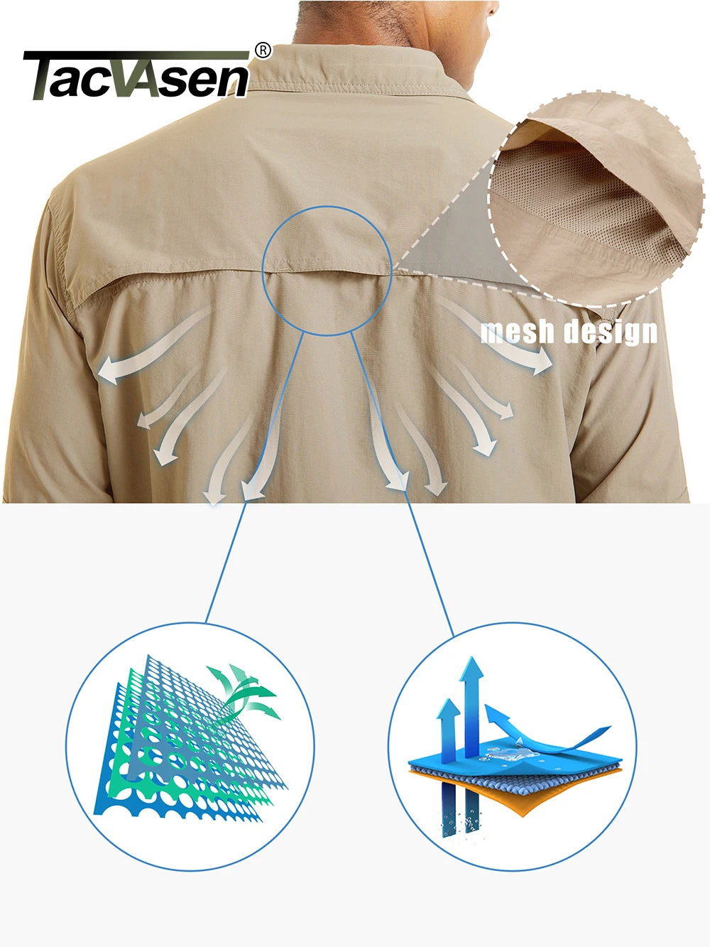 Chemise Cargo Homme TACVASEN – Respirante & Séchage Rapide Manches longues • Multi-poches • Randonnée, Pêche, Travail, Outdoor - BLACKBEARD OUTDOOR INDUSTRIES