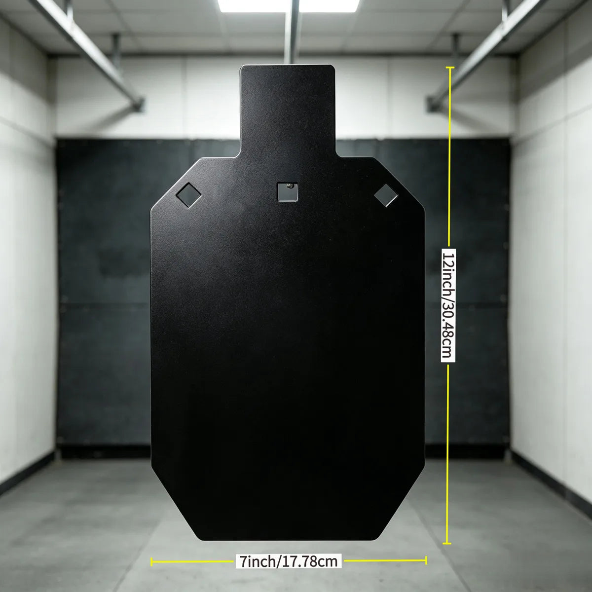 Cible de tir en acier noire 12 × 7 pouces à suspendre