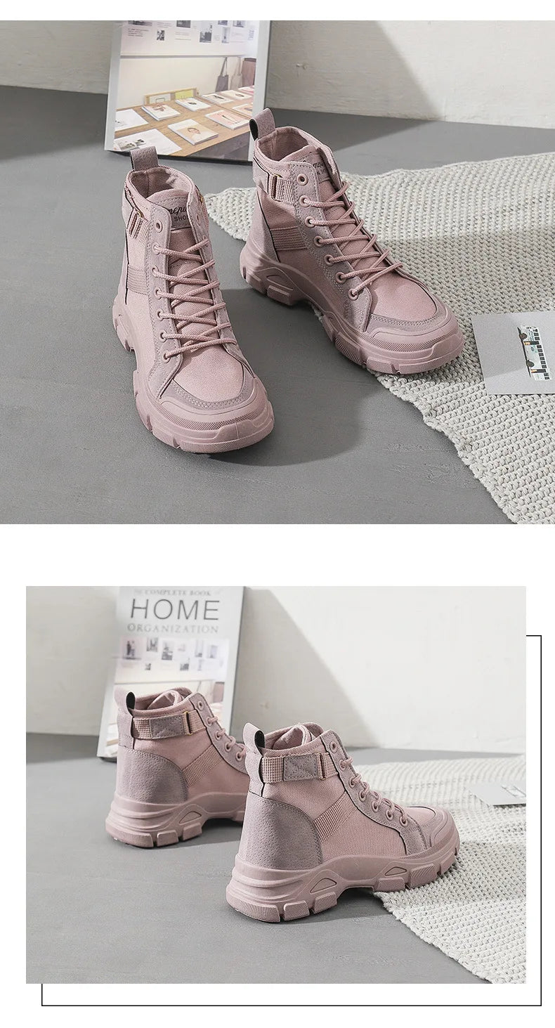 Bottines Femme en Toile – Style Désert & Moto – Hautes, Plates et Tendance – UXST - BLACKBEARD OUTDOOR INDUSTRIES