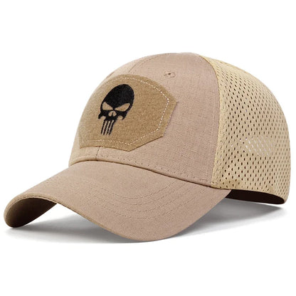 Casquette Baseball Skull Brodée – Camouflage & Uni Réglable Respirante Unisexe Outdoor