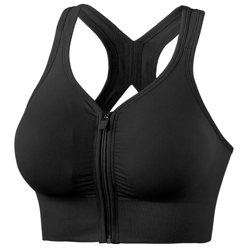 Brassière Sport Femme Zip Frontal – Soutien-Gorge Running Yoga Respirant