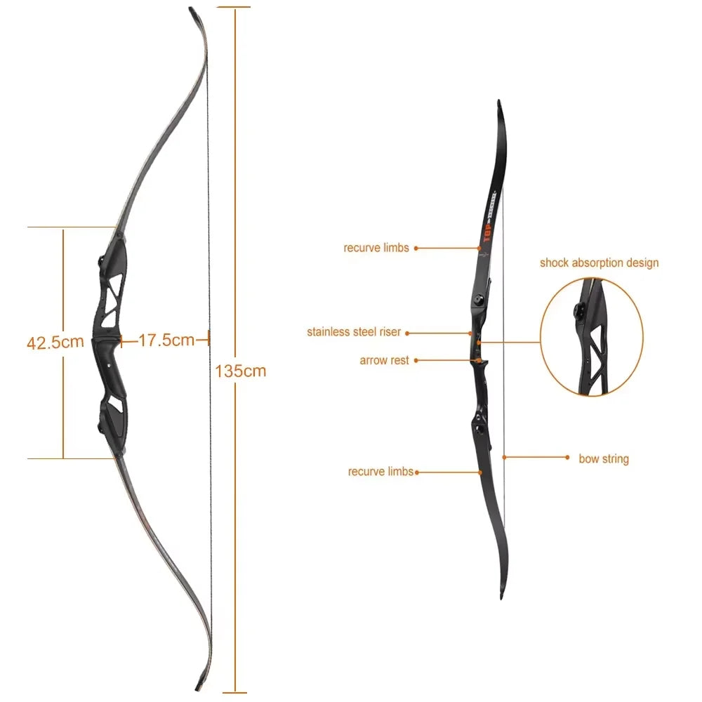 56" Archery Recurve Hunting Bow 30-50lbs Outdoor Hunting Take-down Bow for Right-handed Powerful Shooting Target Practice Bow BLACKBEARD OUTDOOR INDUSTRIES