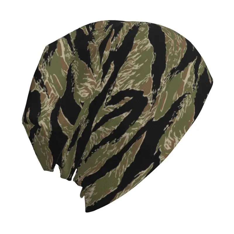 Bonnet Camouflage Militaire Tiger Stripe – Tricot Chaud Unisexe Automne Hiver