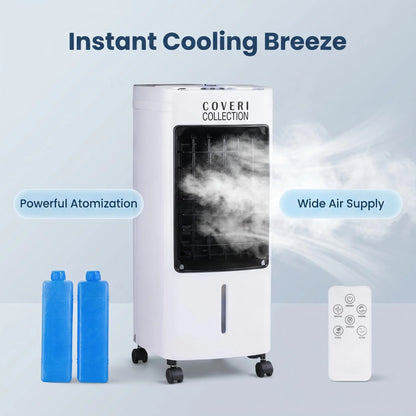 Refroidisseur d'Air Évaporatif 4L – Ventilateur Humidificateur Mobile 65W avec Télécommande et Bacs à Glace