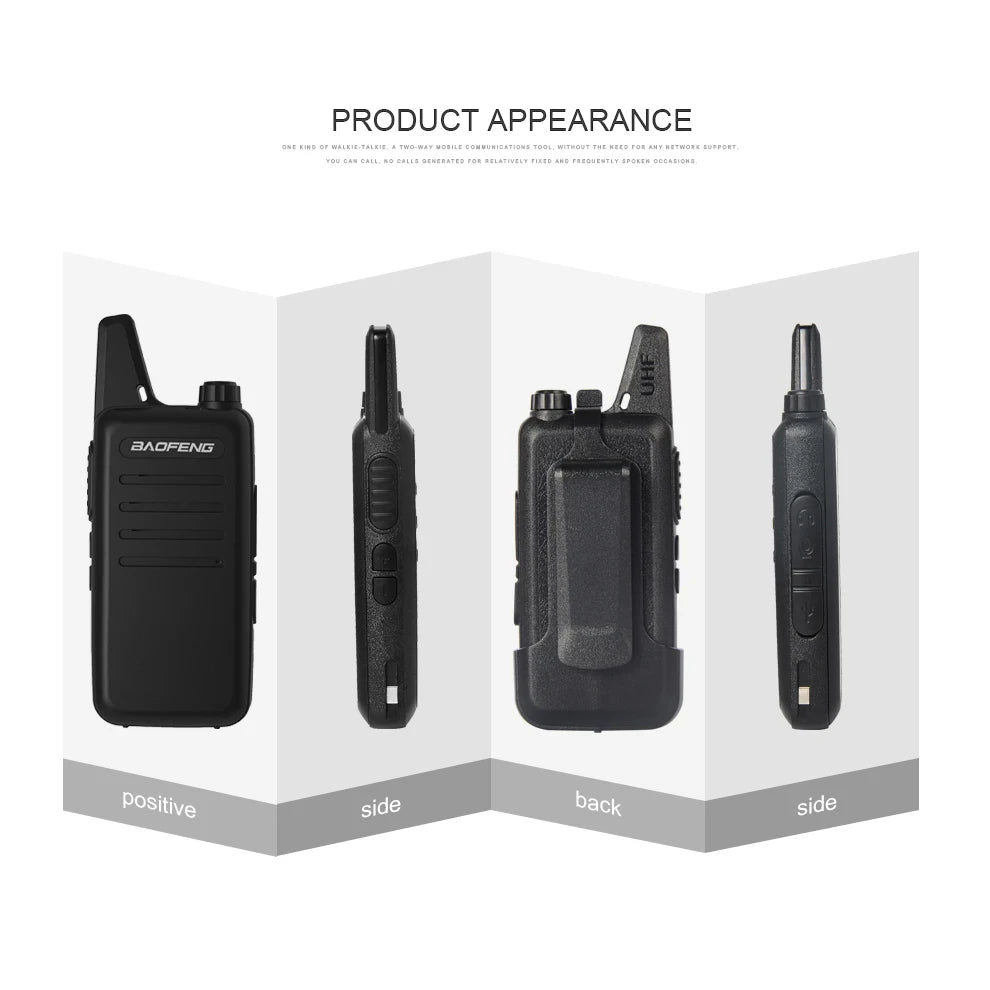 Pack 2 Talkies-Walkies PMR Ultra-Slim Sans Licence – 72h Autonomie, Rechargeable USB