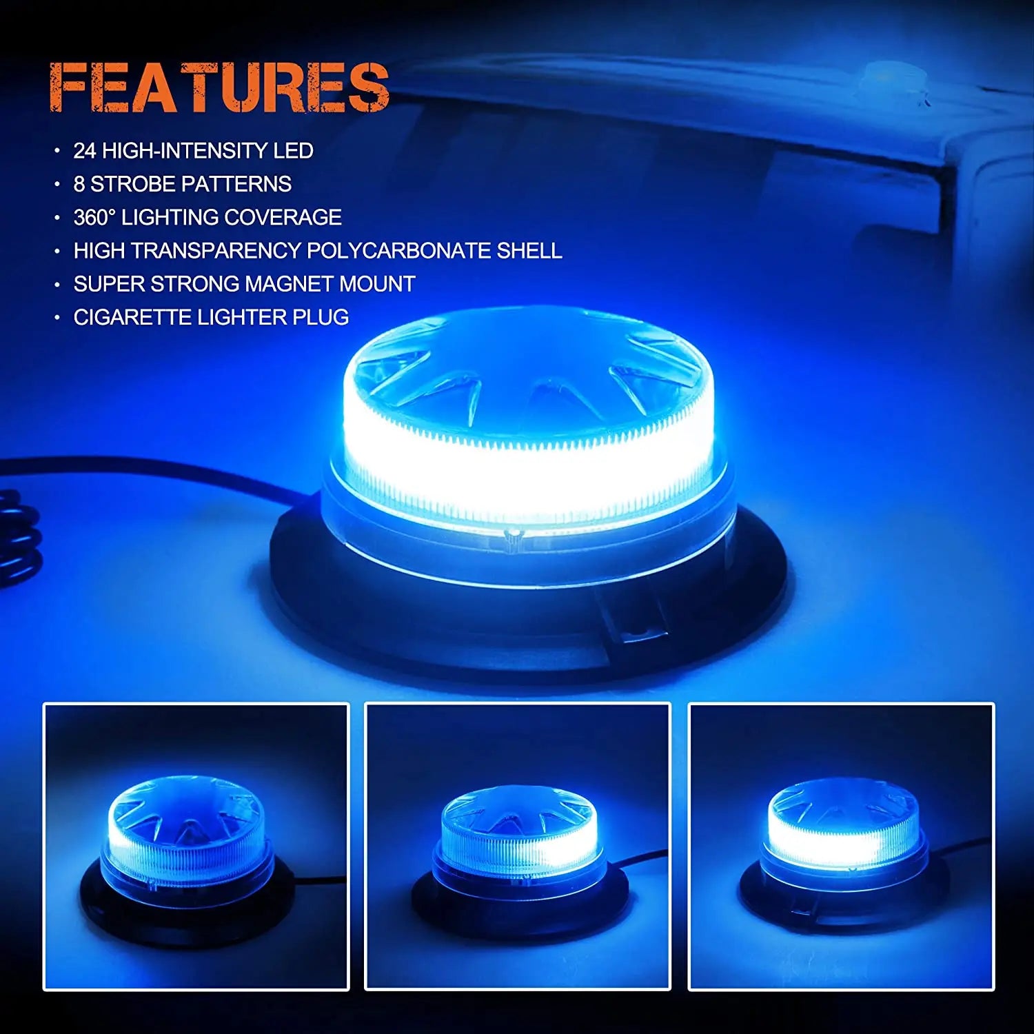 Gyrophare LED Magnétique Police 24W — Feu Stroboscopique Urgence 12V/24V - BLACKBEARD OUTDOOR INDUSTRIES