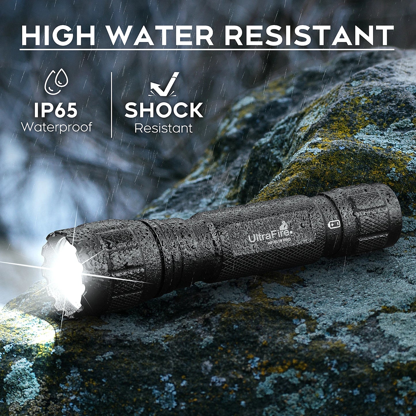 Lampe Torche Tactique UltraFire WF-501B Pro – 1200 Lumens Rechargeable avec Clip Ceinture Tactique W66 - BLACKBEARD OUTDOOR INDUSTRIES