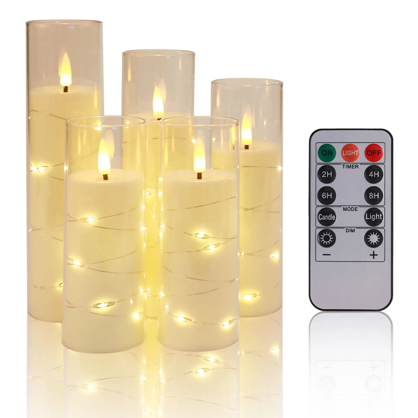 Set de 10/20 Bougies Sans Flamme avec Lumières LED en Fil de Câble et Télécommande - Bougies Pilier à Minuterie pour Décoration Intérieure - BLACKBEARD OUTDOOR INDUSTRIES