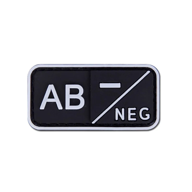 Patch Groupe Sanguin 3D PVC – A, B, AB, O | Rh+ & Rh- | Hook & Loop | Militaire, Airsoft, Tactique | 5×2,5 cm | 4 Coloris - BLACKBEARD OUTDOOR INDUSTRIES