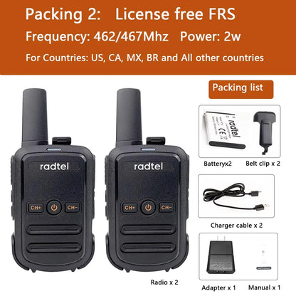Talkie-Walkie Radtel RT-12 – PMR/FRS Sans Licence, Portée 3 km, 16 Canaux
