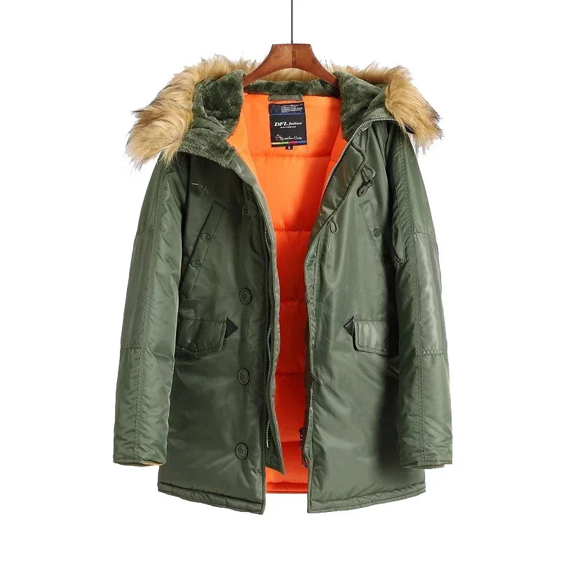 Parka homme longue à capuche pour l’hiver