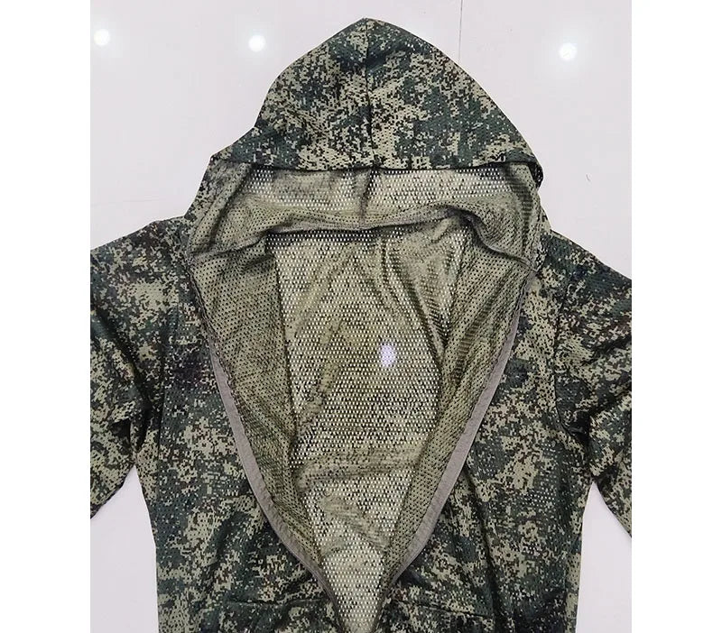 Combinaison Camouflage Mesh AUKUPKEE – Veste Capuche + Pantalon, Anti-Moustiques, Chasse Airsoft