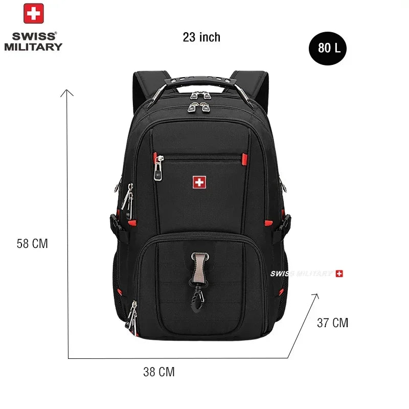 Sac à Dos SWISS 17" pour Ordinateur Portable - Imperméable, avec Port de Charge USB, Multifonction, Style Swiss - Sac de Voyage, de Randonnée et Scolaire - BLACKBEARD OUTDOOR INDUSTRIES