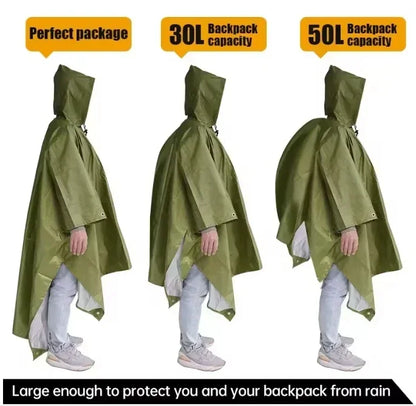 Poncho Pluie 3-en-1 Imperméable — Cape, Bâche & Tapis de Sol | Camouflage, Vert, Orange, Bleu, Noir - BLACKBEARD OUTDOOR INDUSTRIES