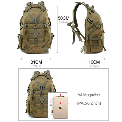 Sac à Dos Tactique 30-40L Homme – Compatible MOLLE, Camouflage, Camping & Randonnée
