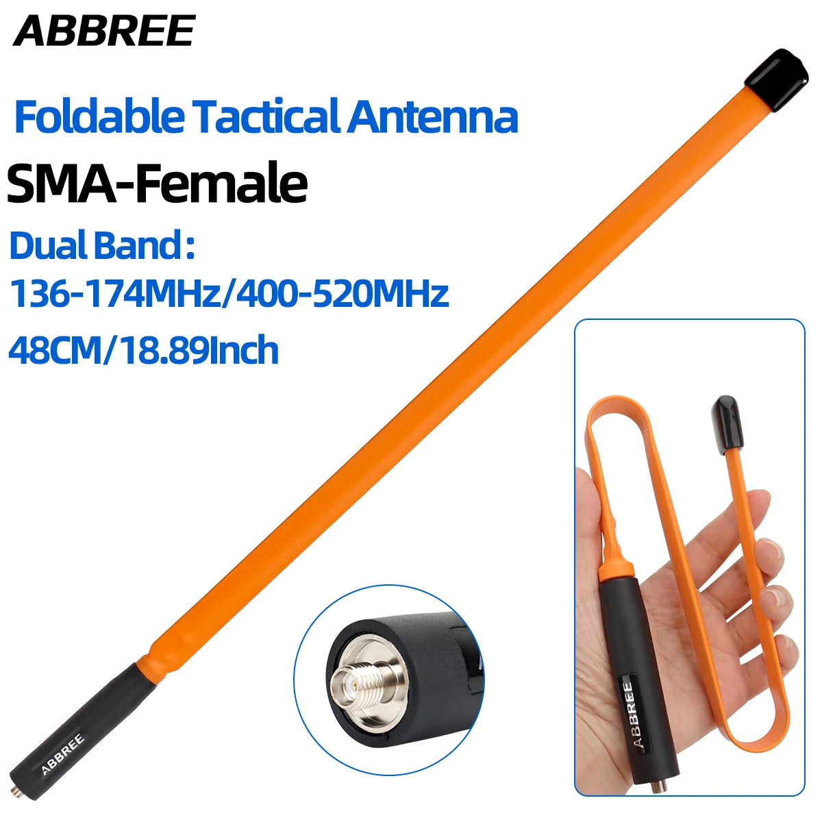 Antenne tactique rabattable ABBREE CS SMA Femelle 144/430MHz Dual Band pour BAOFENG UV-5R, UV-5RH, Quansheng UV-K5, et autres Talkies-Walkies - BLACKBEARD OUTDOOR INDUSTRIES