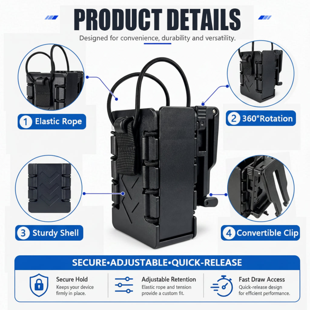 Holster Tactique MOLLE Universel 360° – Porte-Radio Rapide Baofeng, Quansheng, Iradio