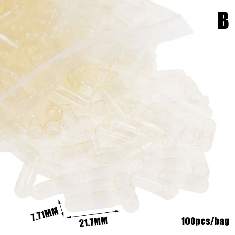 100PCS Capsules Vides en Gélatine Transparente - Taille Standard 00#, 0#, 1# Ma boutique