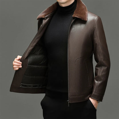 Doudoune Homme Cuir Véritable — Col Fourrure Vison, 90% Duvet Canard Blanc | M à 4XL - BLACKBEARD OUTDOOR INDUSTRIES