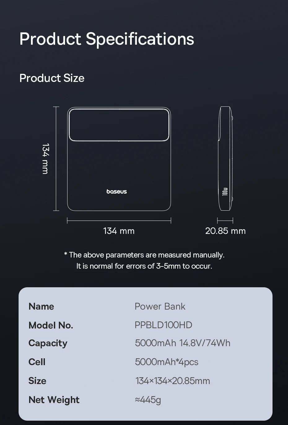 Baseus Power Bank 20000mAh – 100W PD – Charge Rapide pour Ordinateurs Portables, Smartphones et Tablettes - BLACKBEARD OUTDOOR INDUSTRIES