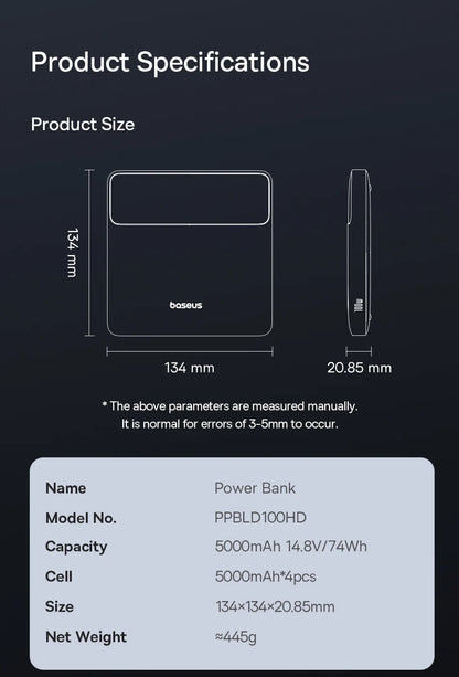 Baseus Power Bank 20000mAh – 100W PD – Charge Rapide pour Ordinateurs Portables, Smartphones et Tablettes - BLACKBEARD OUTDOOR INDUSTRIES